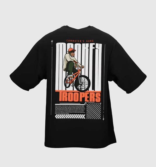 BMX Oversized T-Shirt – Bold Trooper Graphic Tee in Black