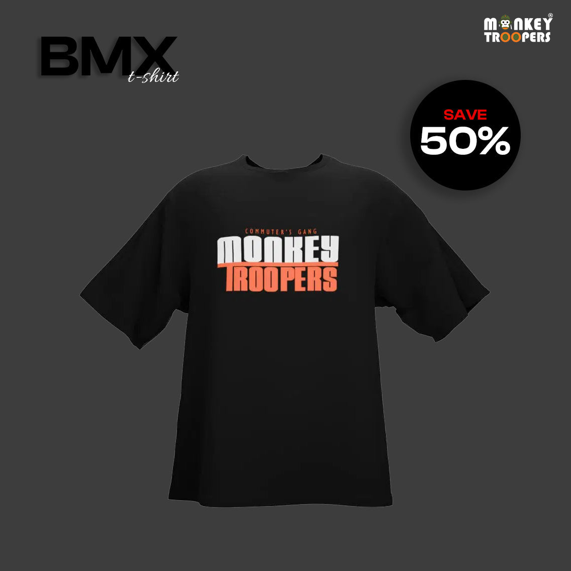 BMX Oversized T-Shirt – Bold Trooper Graphic Tee in Black