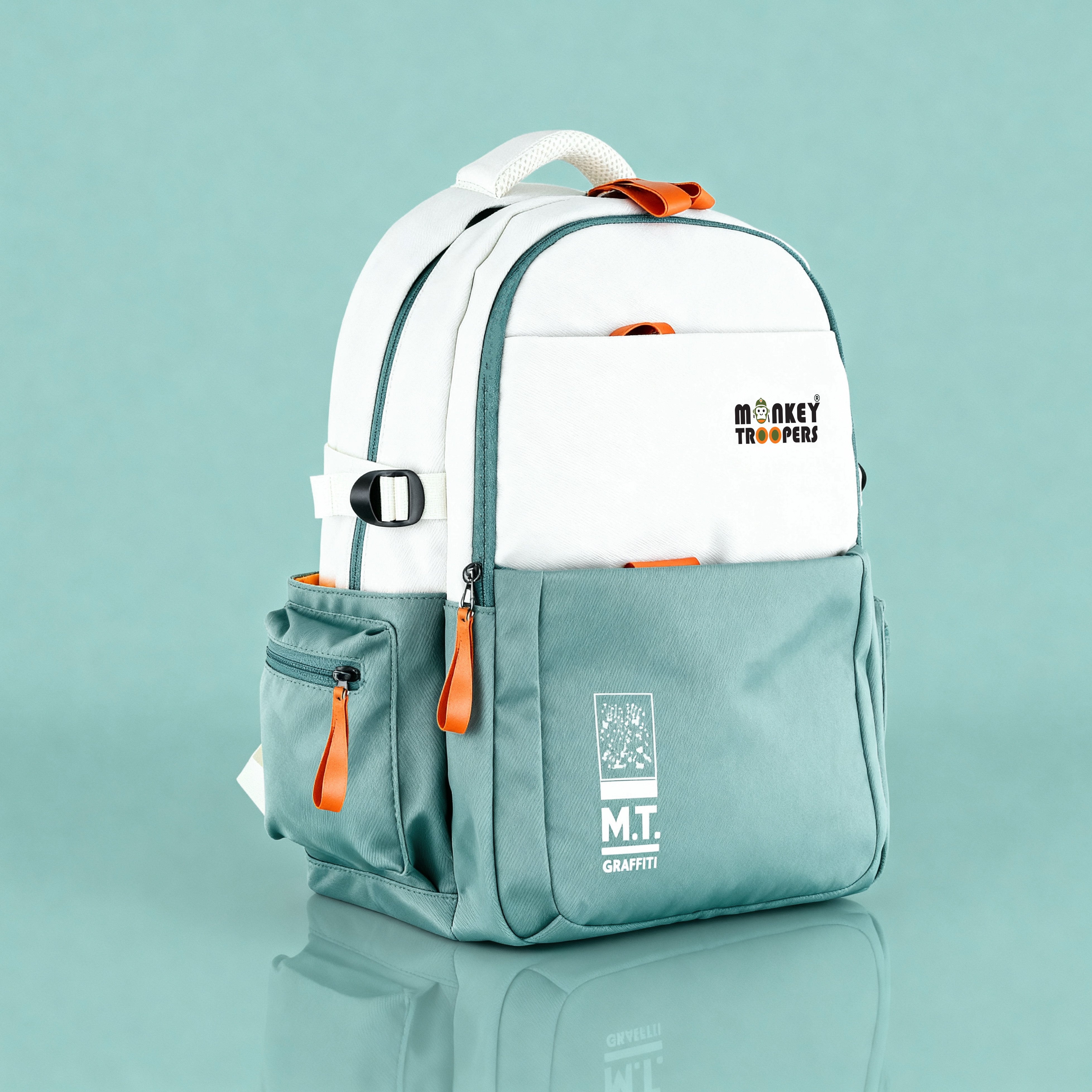 Bouje Laptop Backpack | White-Teal