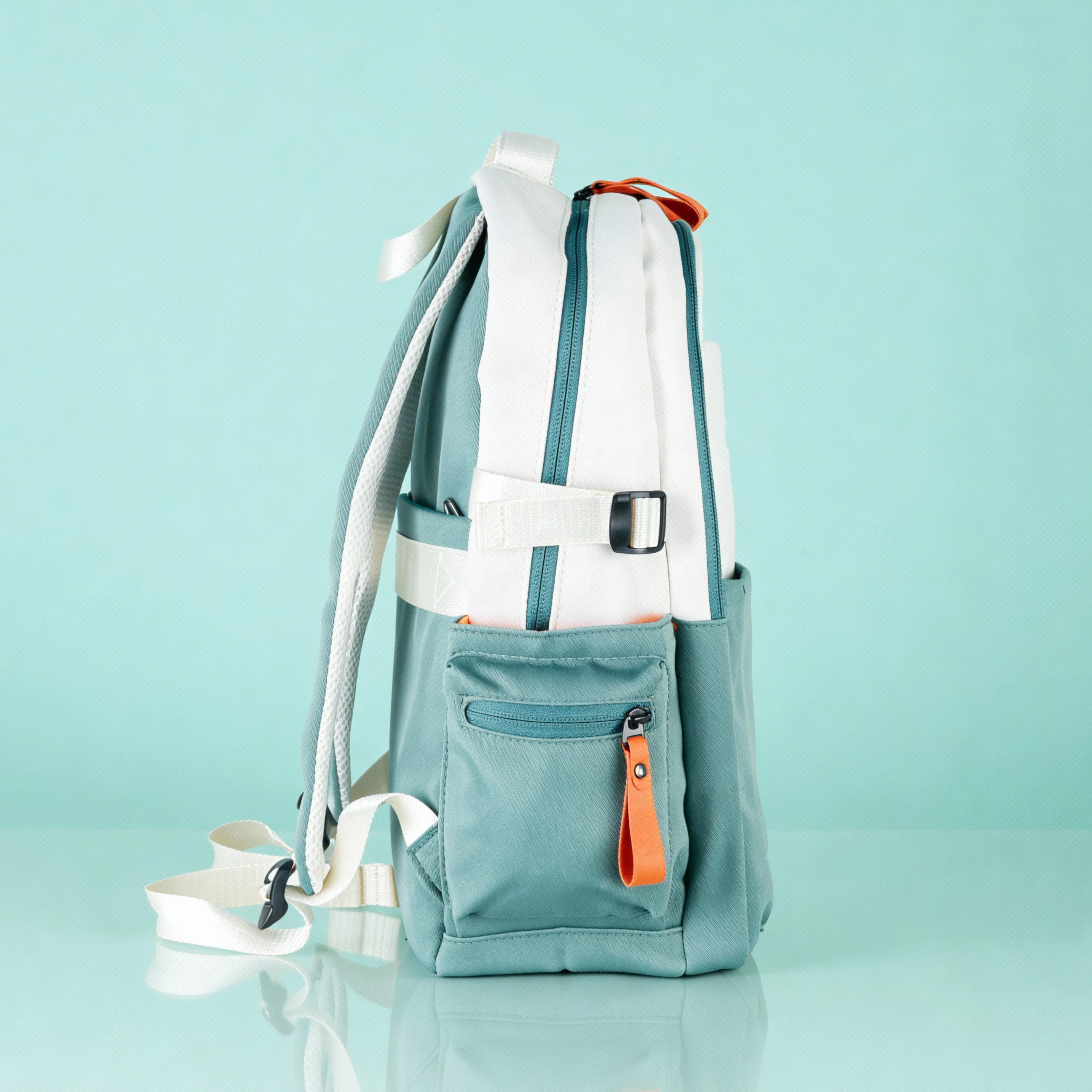 Bouje Laptop Backpack | White-Teal