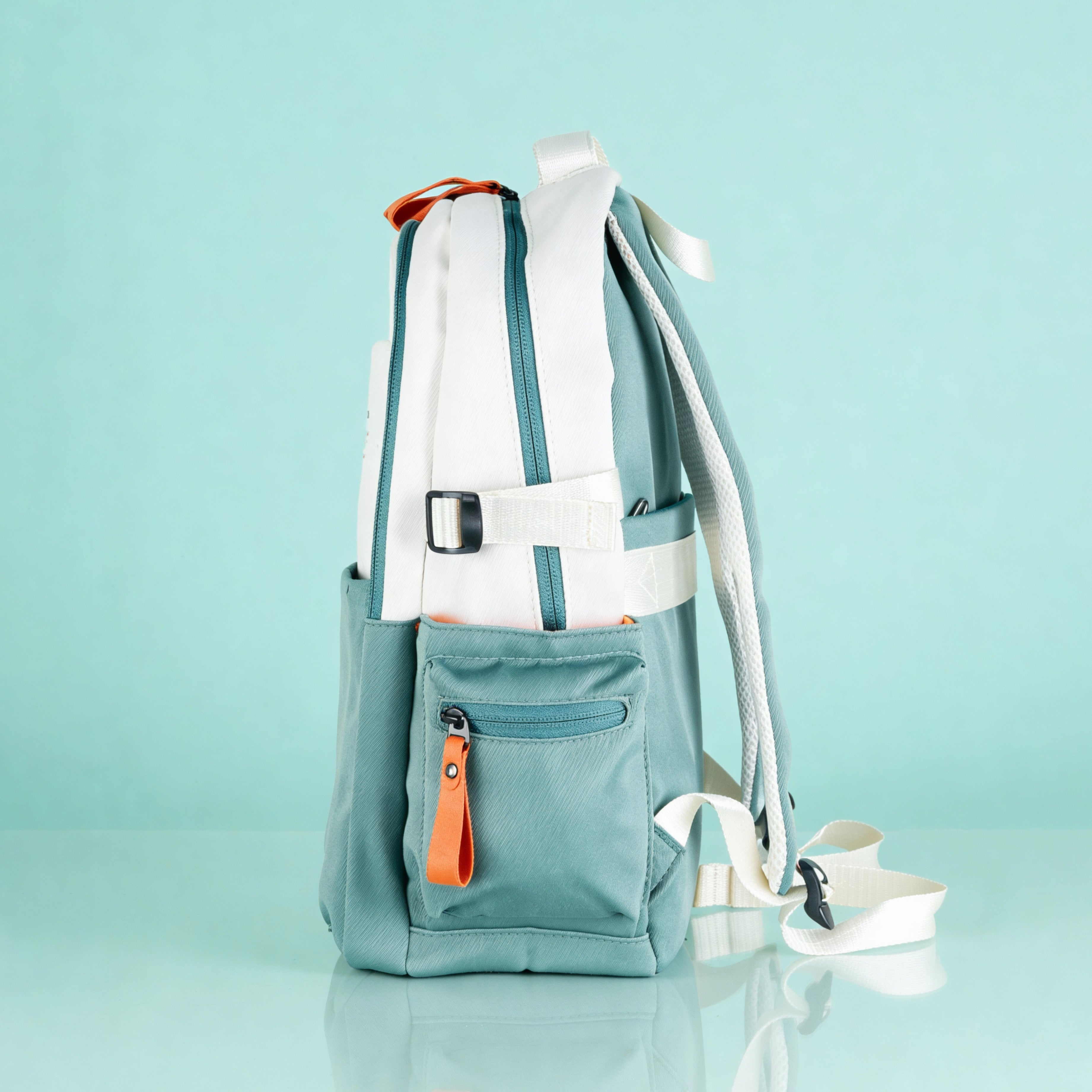 Bouje Laptop Backpack | White-Teal