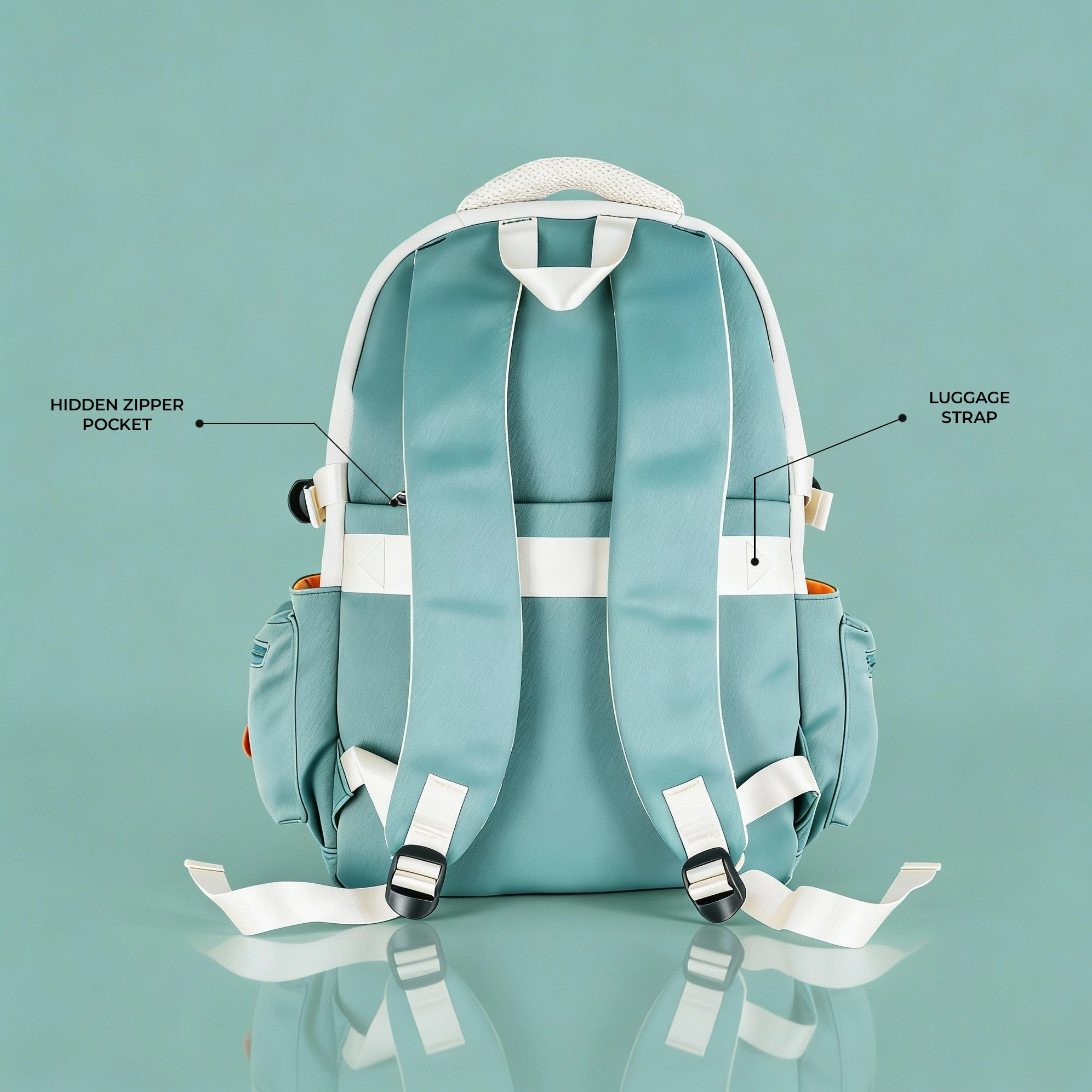 Bouje Laptop Backpack | White-Teal