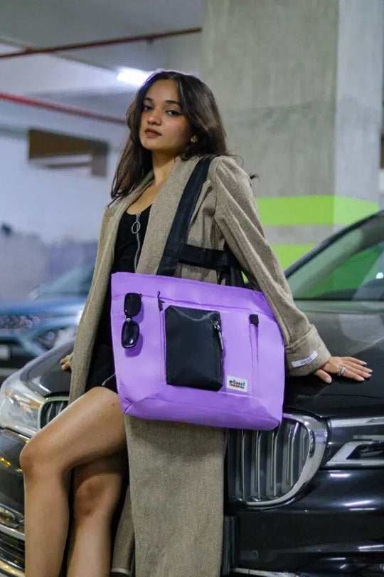 Breeze Laptop Tote Bag | Lavender-Black