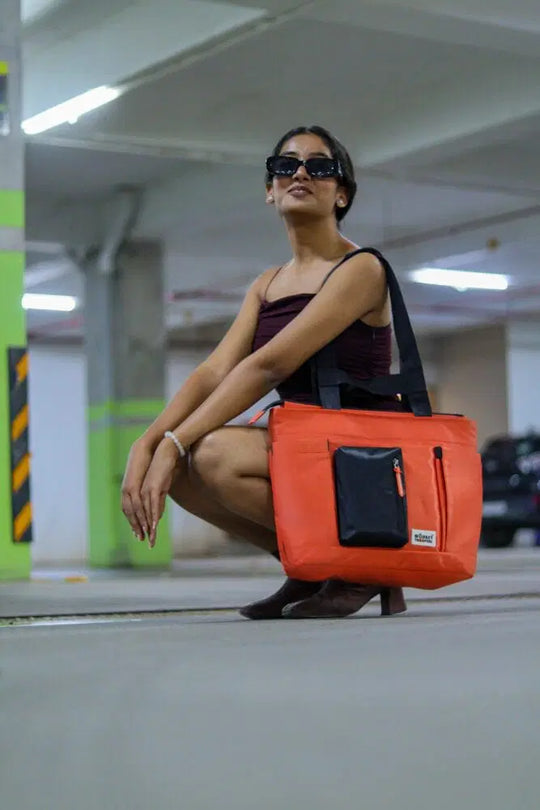 Breeze Laptop Tote Bag | Orange-Black