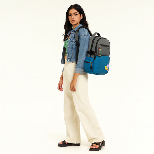 Glitch Laptop Backpack| Blue-Grey