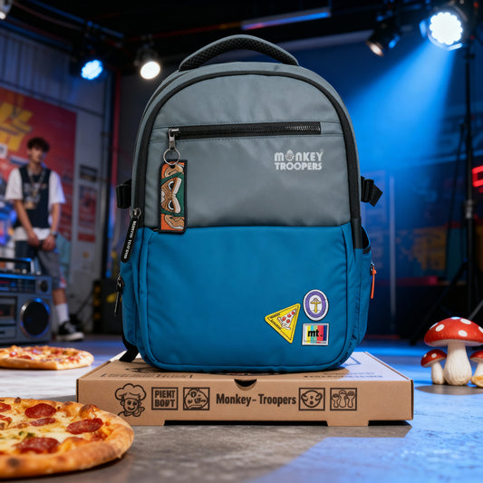Glitch Laptop Backpack| Blue-Grey