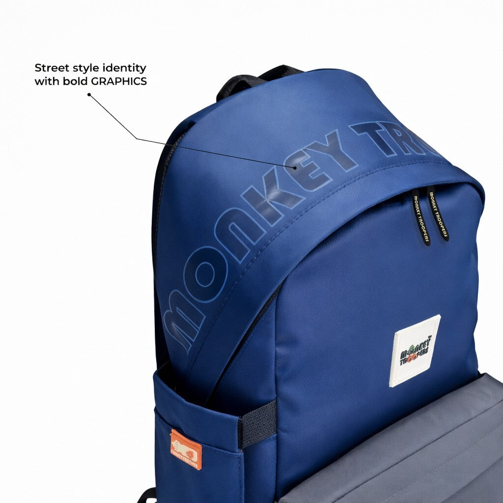 Sharpay Backpack Shaggy Plus Backpack Navy & Dark Grey | Monkey Troopers® Spacious Urban ...