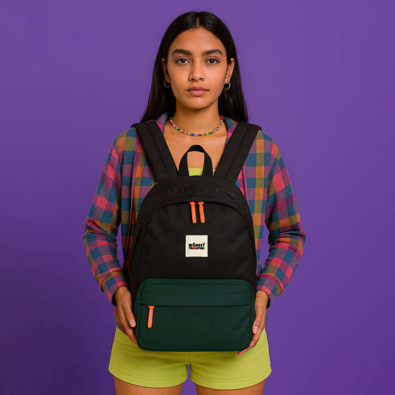 Shaggy Backpack | Black-Dark Green