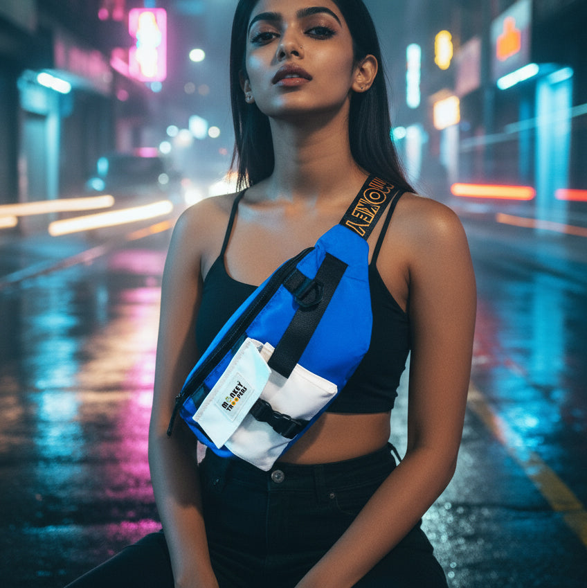 Vibe Fanny Pack- Daily Use Waist Bag | Blue-White