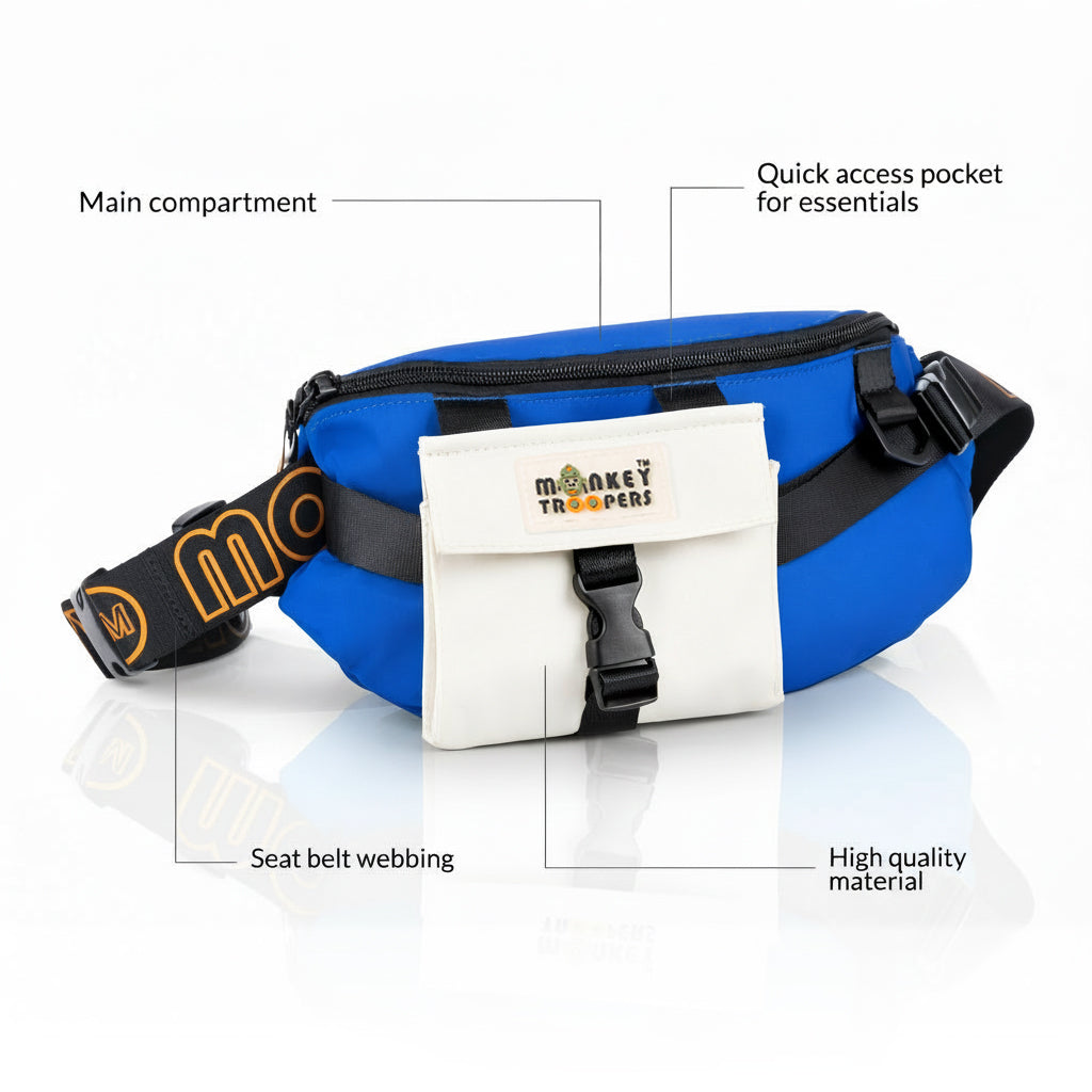 Vibe Fanny Pack- Daily Use Waist Bag | Blue-White