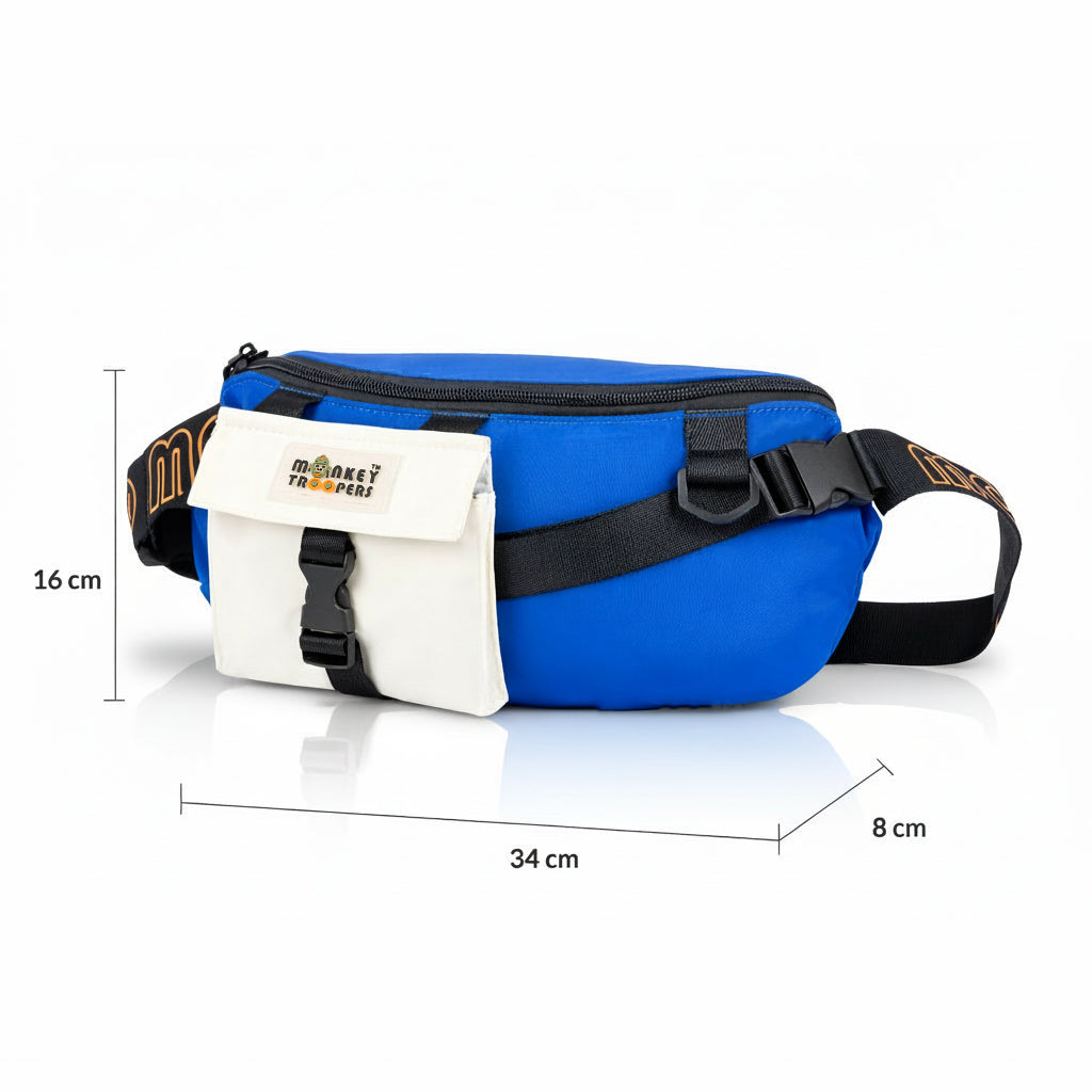 Vibe Fanny Pack- Daily Use Waist Bag | Blue-White