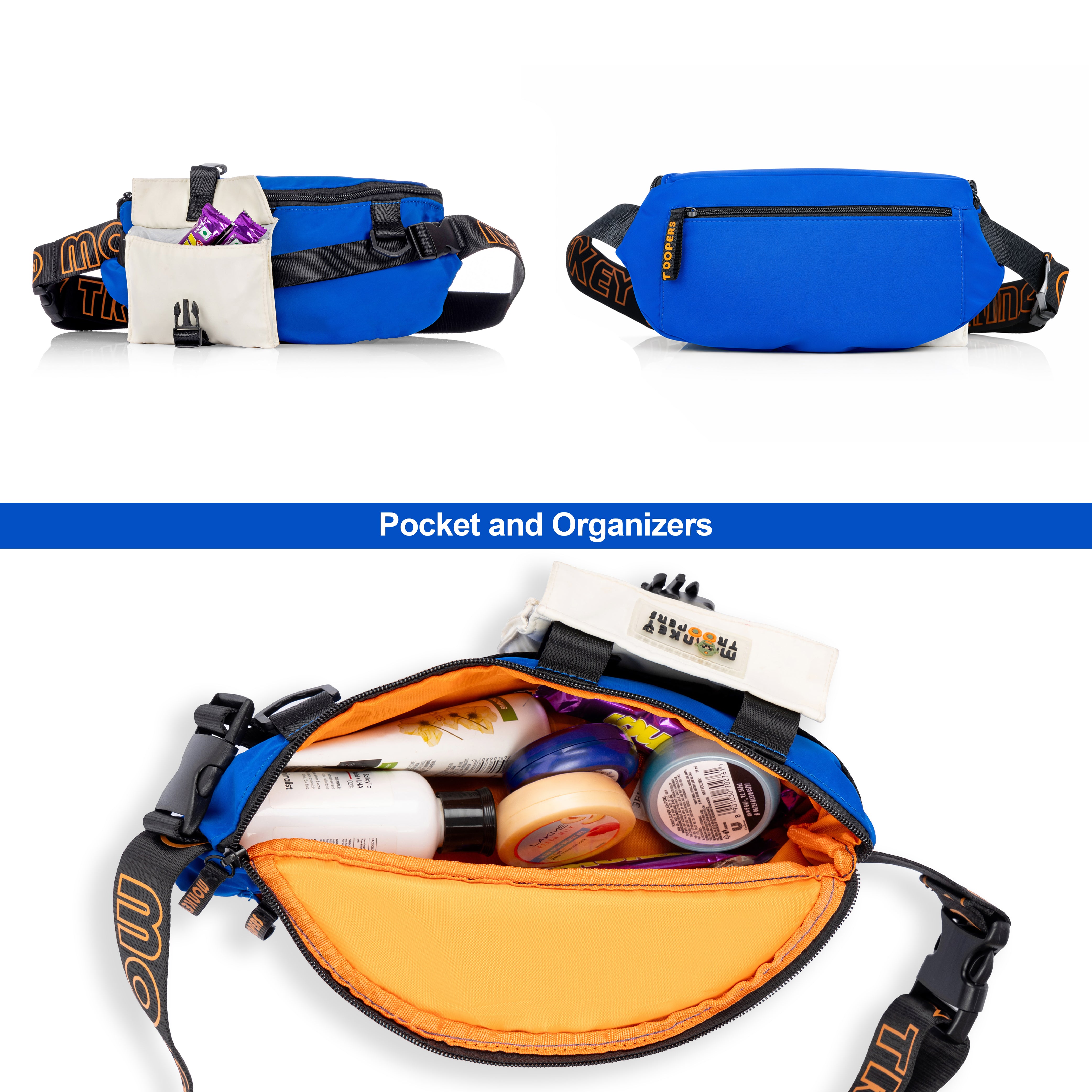 Vibe Fanny Pack- Daily Use Waist Bag | Blue-White