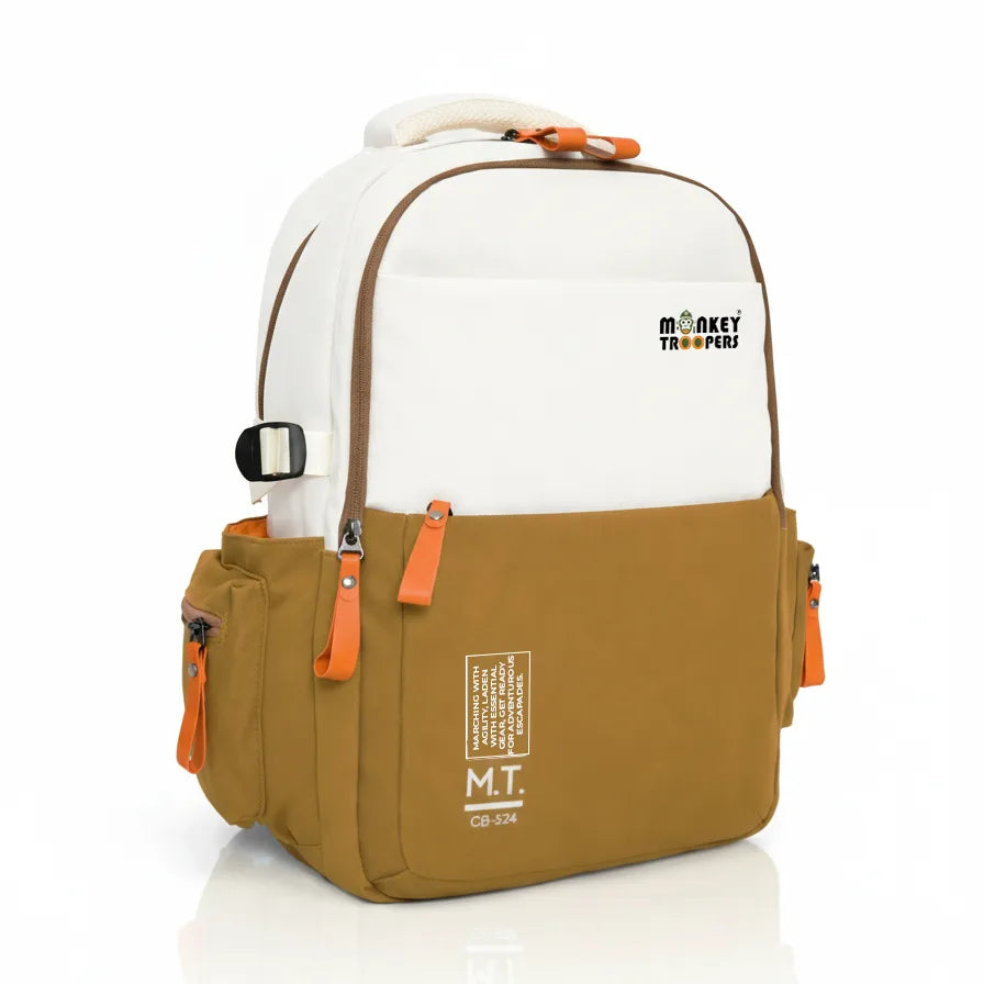 Bouje Laptop Backpack | White-Brown