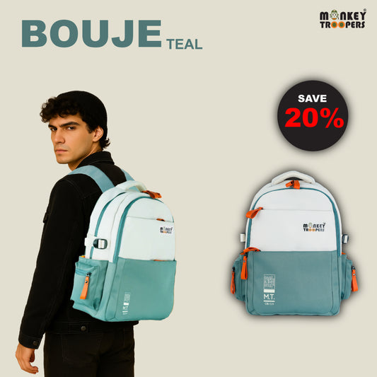 Bouje Laptop Backpack-Your Everyday Adventure | White-Teal