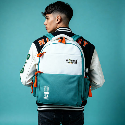 Bouje Laptop Backpack | White-Teal