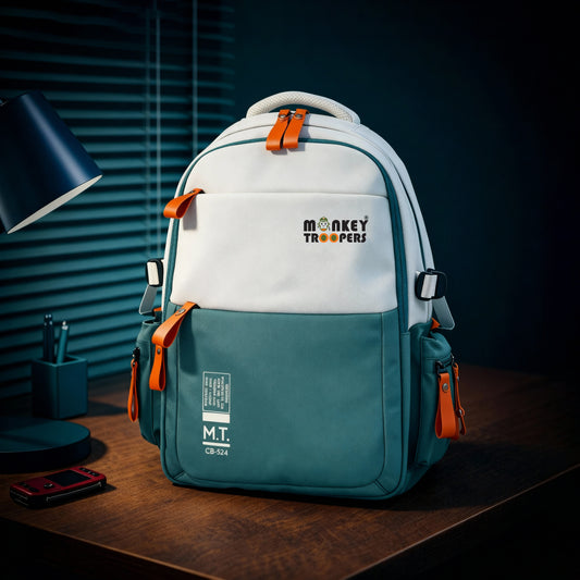 Bouje Laptop Backpack | White-Teal