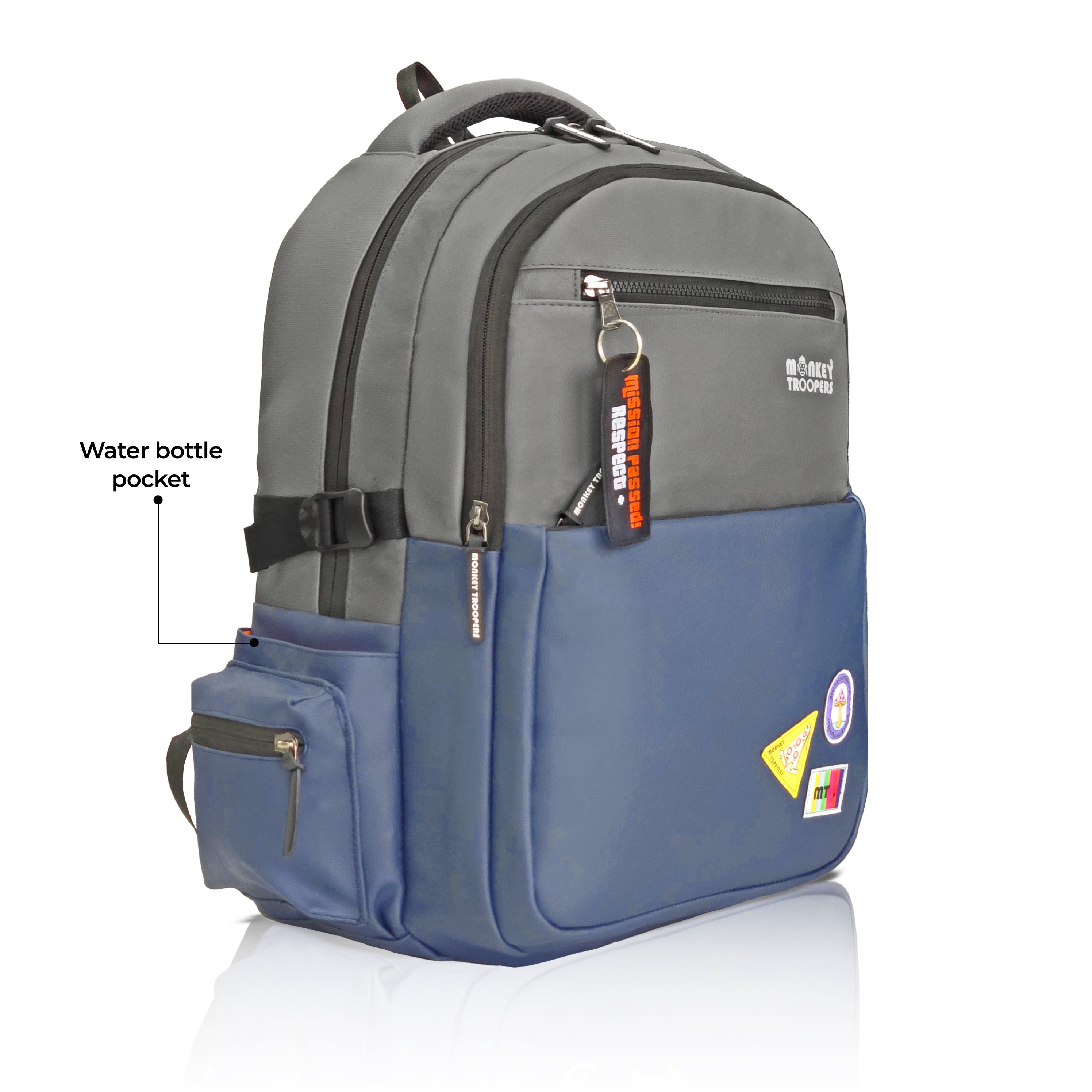 Glitch Laptop Backpack| Navy Blue-Grey Monkey Troopers
