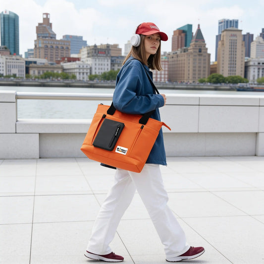 Breeze Laptop Tote Bag | Orange-Black